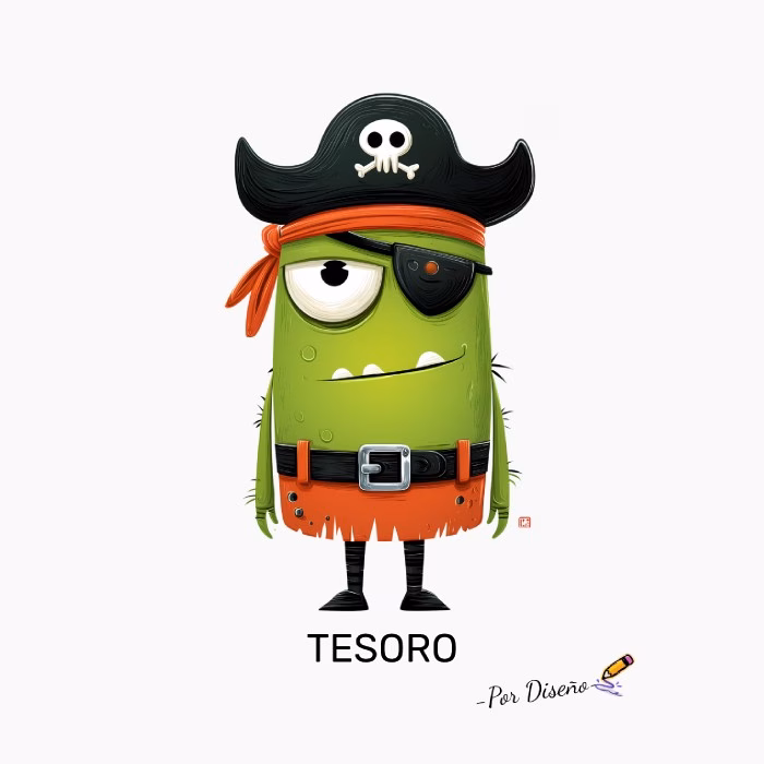Camiseta Pirata Verde TESORO – Por Diseño Diseño Divertido y Original