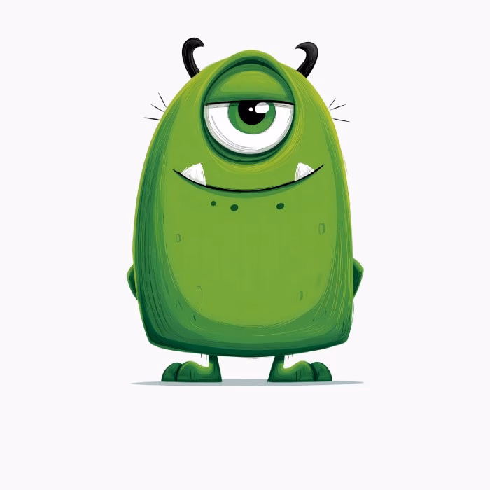Monstruo Verde de un Solo Ojo Diseño Divertido y Unisex para Niños y Jóvenes