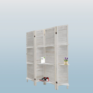 Separador de habitación de 4 paneles BLANCO