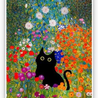 Pintura  de gato estampado floral