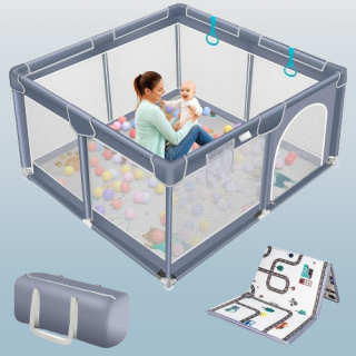 Corralito para bebés con alfombra  50 x 50 pulgadas GRIS