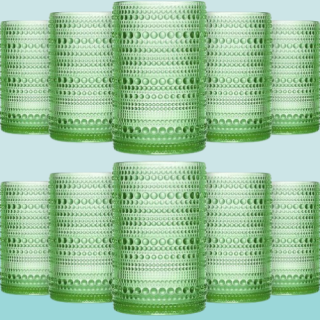 12 vasos altos con diseno en relieve