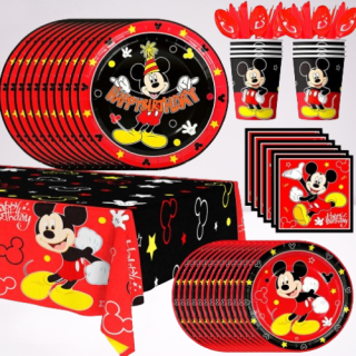Juego de Vajilla de Cumpleaños de Mickey Mouse de 141 Piezas