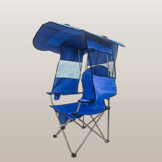 Silla de camping con sombra plegable con soporte para tazas bolsillo lateral color azul