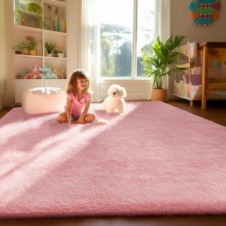 Alfombra de área  ultrasuave color ROSADO – 7’x5′
