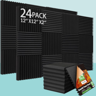 Paquete de 24 paneles acústicos autoadhesivos color negro