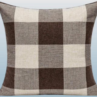 Funda de cojín decorativo de lino y algodón de cuadros