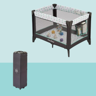Cuna portatil GRIS con bolsa de almacenamiento