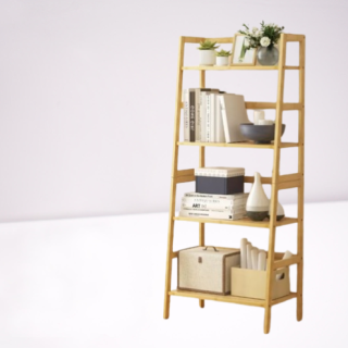 Estanteria de bambu de 4 niveles con escalera