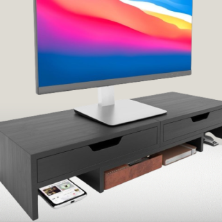 Soporte de monitor con 2 cajones para escritorio