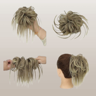 Extensión de cabello desordenado con banda de goma elástica