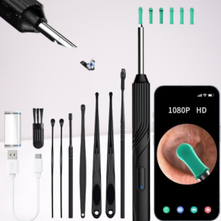 Kit de eliminación de cera de oído con cámara de otoscopio HD 1080P