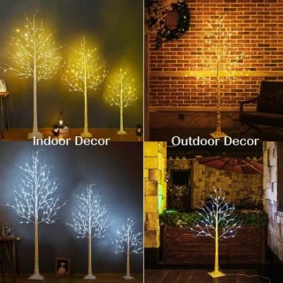 Arbol de abedul iluminado 48 luces LED