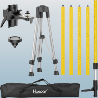 Poste de nivel láser profesional de 12 pies con trípode