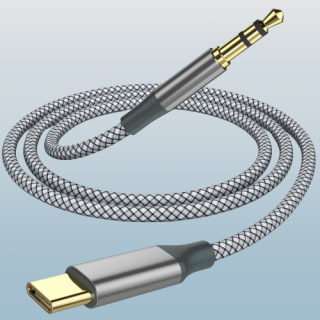 Cable auxiliar trenzado USB C a 0.138 in (6.5 pies)