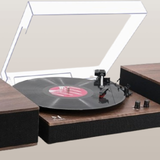 Tocadiscos Bluetooth de vinilo de 3 velocidades color marron