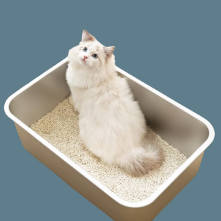 Caja de arena de acero inoxidable para gatos