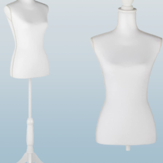 Maniquí de cuerpo de altura ajustable con trípode para ropa vestido de mujer exhibición de joyas color blanco