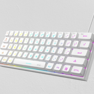 Teclado mini para juegos retroiluminado RGB de 61 teclas color blanco