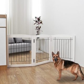 Puerta plegable independiente para perros para casa