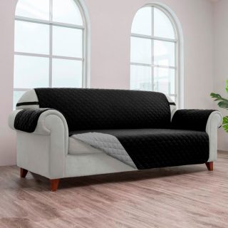 Protector Sofá Negro-Gris Microfibra 3 Puestos