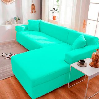 Protector de Sofá en L funda ajustable Verde Menta Derecho