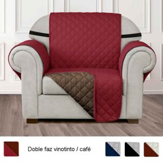 Protector Sofá Vinotinto-Café Microfibra 1 Puesto